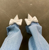 Women's  Bowknot Cat Heel Low Heel Mid Heel Pointed Toe Shoes Slippers High Heels