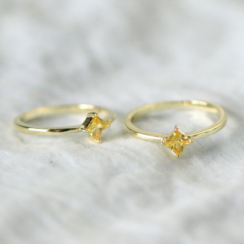 14K Gold Jewelry Natural Yellow diamond Gemstone Ring