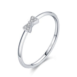 Sterling Silver Simple Square Clear CZ Charm Finger Ring