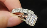 Sterling Silver Bridal Rings Set Sparkling Full High Carbon Diamond Wedding Engagement Fine Jewelry