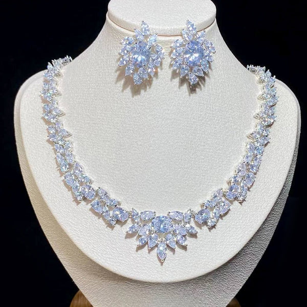 Yikisdy Wedding Necklace Earrings Set Sliver Pearl India | Ubuy