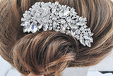 Vintage Large Floral Bridal Hair Combs with Rhinestones