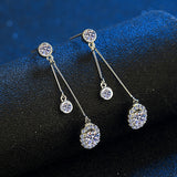 1CT Brilliant cut Moissanite Long Drop Earrings silver based and white gold plated