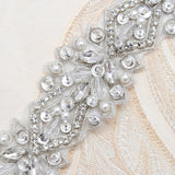Wedding Bridal Belt Silver Crystal Hand Beaded Rhinestones Sequin Wedding Sash