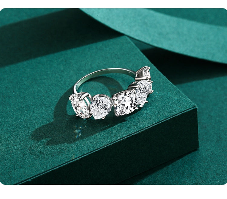 Genuine Sterling Silver Luxury Dazzling Cubic Zirconia Ring Classic Wedding Statement Jewelry