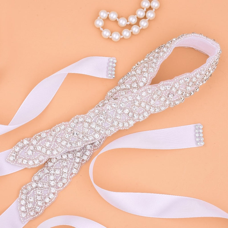 Rhinestones Wedding Dress Belt Sliver Crystal Bridal Sash Diamond Bridal Belt for Women Dresses Ivory Rhinestones Wedding Dress Belt Sliver Crystal Bridal Sash Diamond Bridal Belt for Women Dresses Ivory