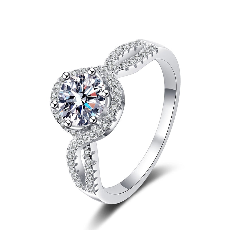 Brilliant Cut 100% Moissanite Diamond Wedding or Engagement Ring with Halo