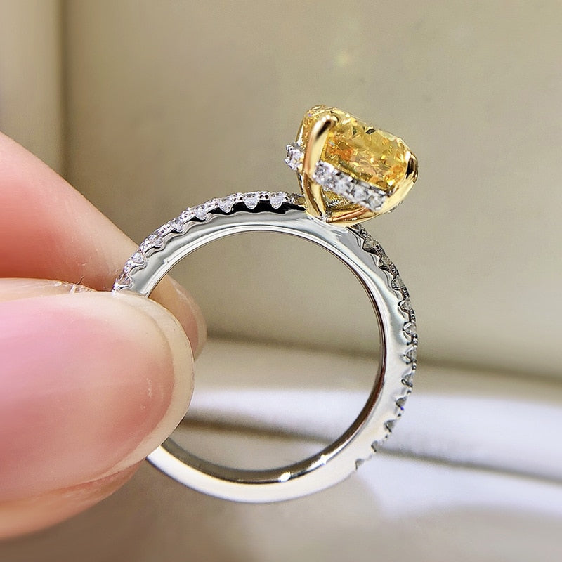 8*12mm Oval Yellow High Carbon Radiant Ring Wedding Fine Jewelry
