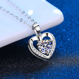 1 Carat Moissanite Pendant Heart Necklace with Platinum Plating