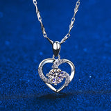 0.8CT Moissanite Heart Pendant Necklace Sterling Silver Mother's Day Anniversary Gift