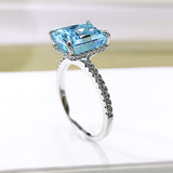 8*10mm Yellow/Pink/Aquamarine High Carbon Radiant Cut Rings Fine Jewelry