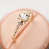 Square Cubic Zirconia Gold Engagement ring