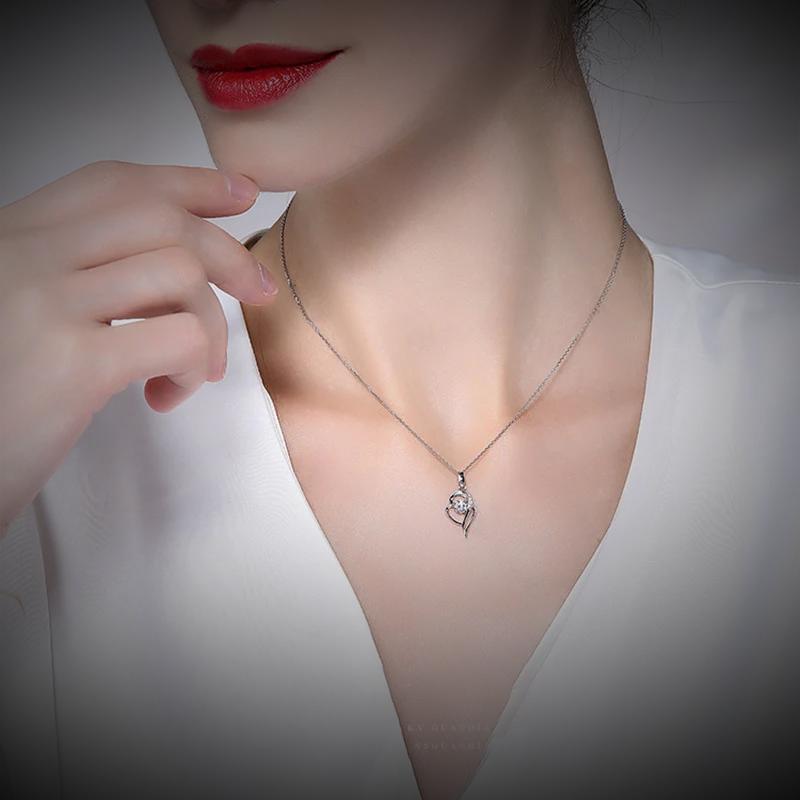 14k White Gold Heart Necklace Brilliant Cut Moissanite Pendant
