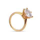 Certified 5CT-0.5CT Moissanite Engagement Ring-18K Gold Plated Sterling Silver Diamond Solitaire Ring