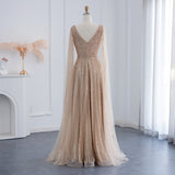 NEW Elegant Luxury Evening Dress with Cape Sleeves A-Line