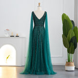 NEW Elegant Luxury Evening Dress with Cape Sleeves A-Line