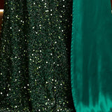 Sequins Suspender Evening Dress with High Slit