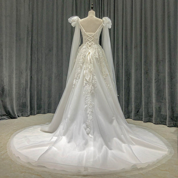 Beautiful Aline new design Wedding Dress with tulle ties