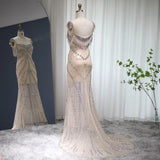 (Inspired by Kendall Jenner) Luxury Crystal Long Nude Mermaid Evening Dress