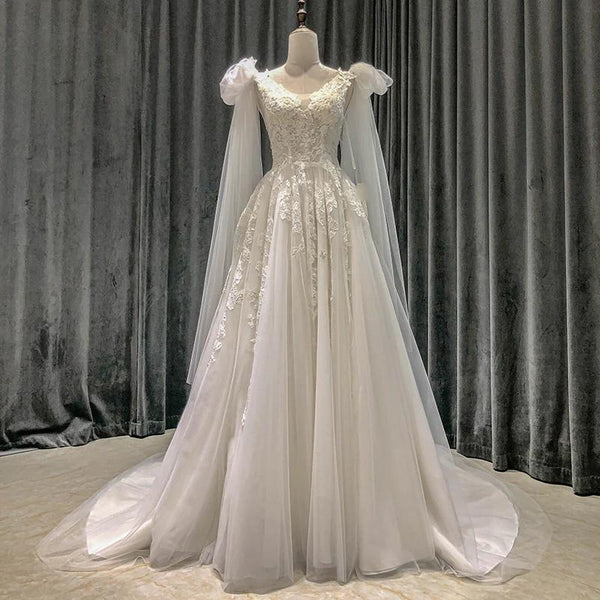 Beautiful Aline new design Wedding Dress with tulle ties