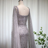 New Luxury Feather Crystal Evening Dress with Bling Cape