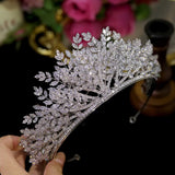 Luxury Handmade Multi Layer Leaf Design Crystal Wedding Crown