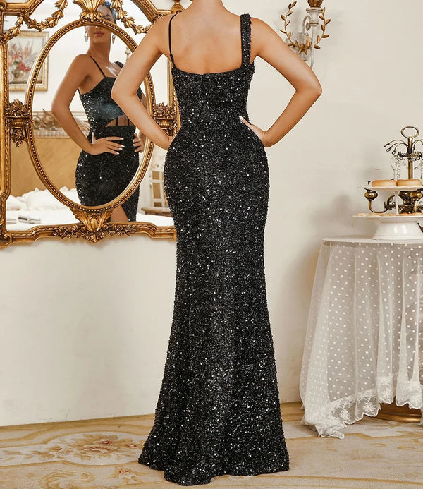 New- High Split with exposed corset Black Prom and Evening Dress
