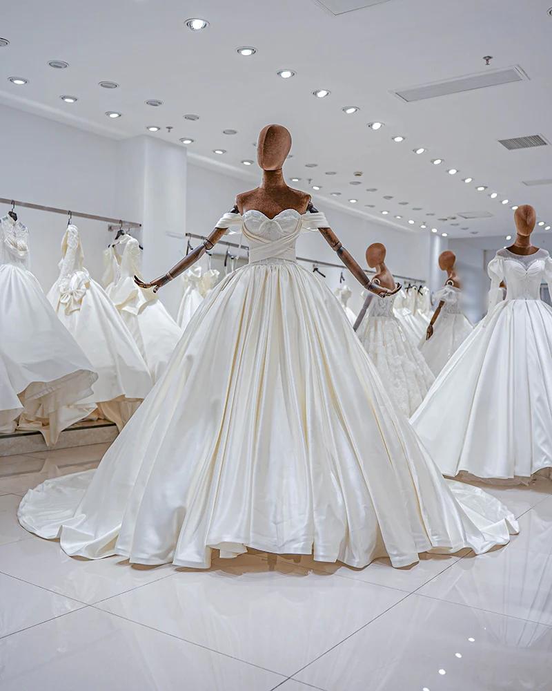 Luxury Princess 2023 model Wedding Dress Off the Shoulder Lace Appliqu –  Sandra's Bridal Collection