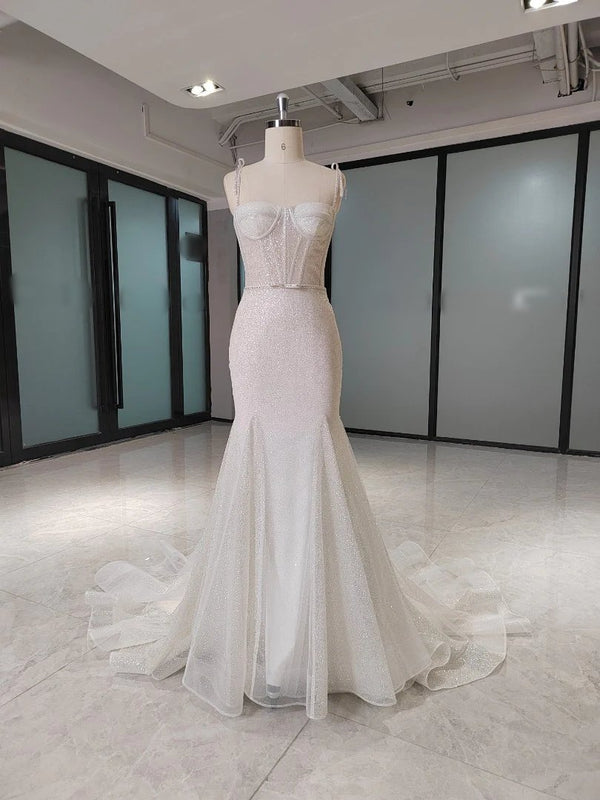 Sparkling Glittery Fitted Mermaid Wedding Dress
