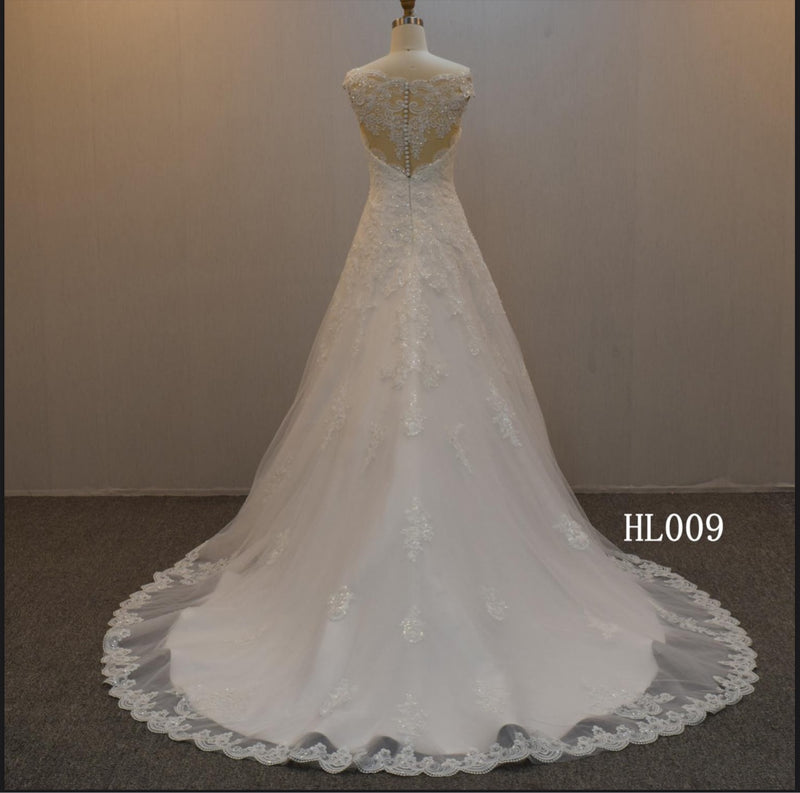 A-Line Hand beaded French Lace Wedding Dress
