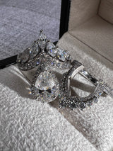 Triple Halo Pear Jasmine Wedding and Engagement Ring